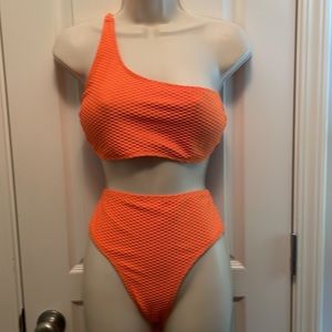 Orange, 1 shoulder bikini